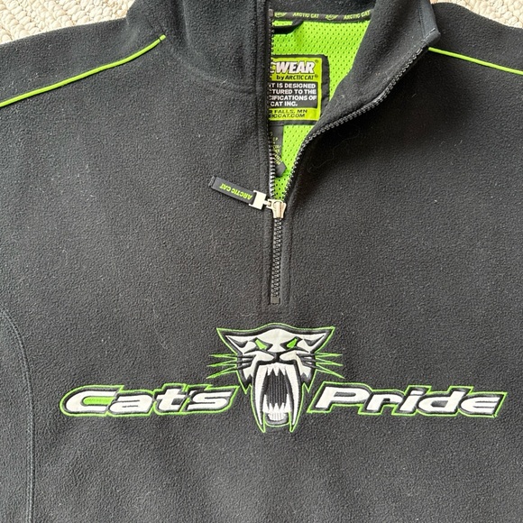 Arctic Cat Wear Fleece Jacket Mens Large Black Onyx 1/4 Zip Sweater Pullover - Picture 2 of 16